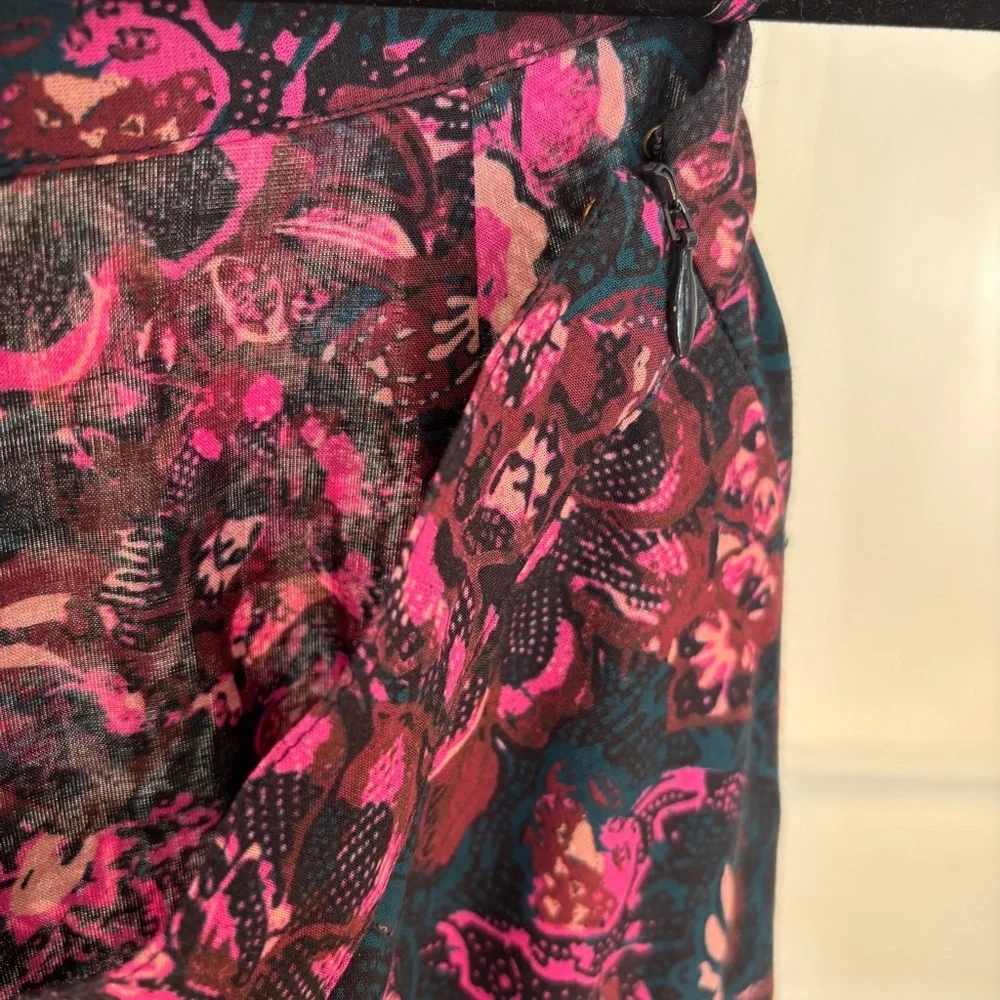 ULLA JOHNSON Amalia Midnight Floral Midi Skirt Tiered Ruffle Pink Navy Size‎ 2